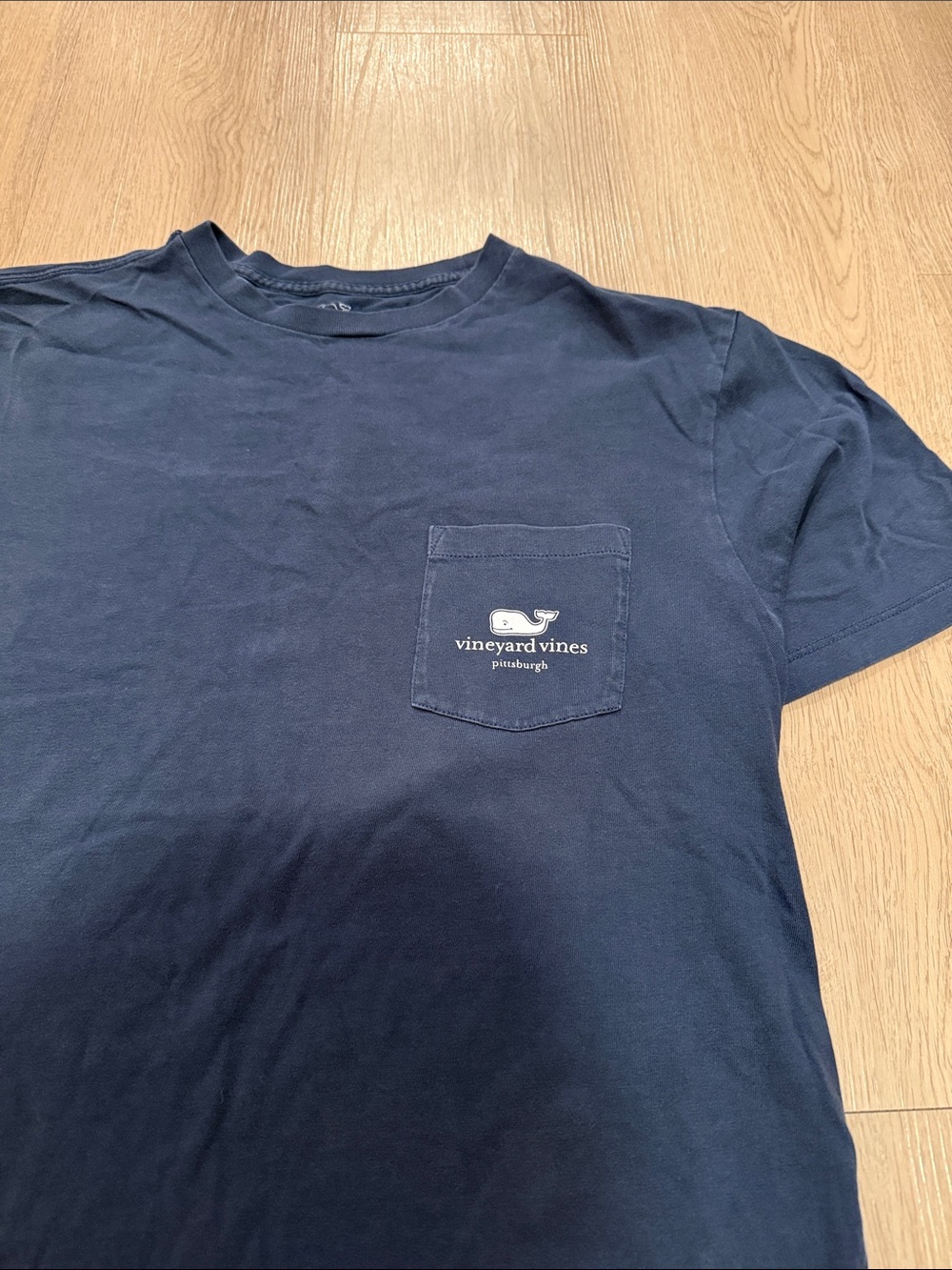Vineyard Vines Navy Pocket Tee with Whale Logo (Pittsburgh Exclusive)